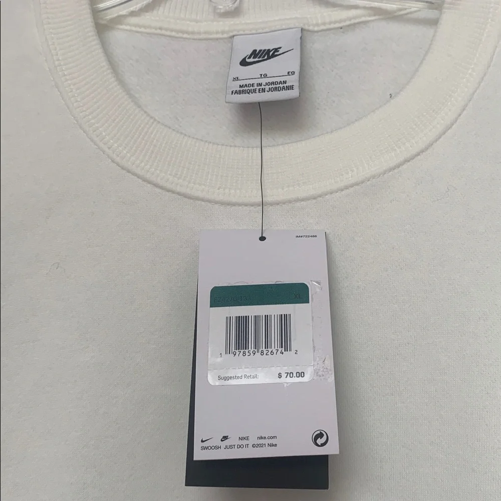 Nike Off-White Crewneck Sweatshirt with Black Swoosh